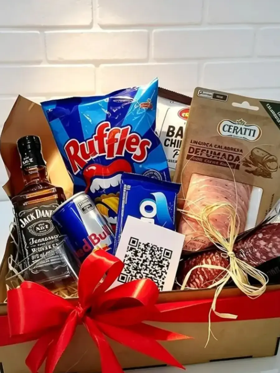 Box presente com bebidas e petiscos